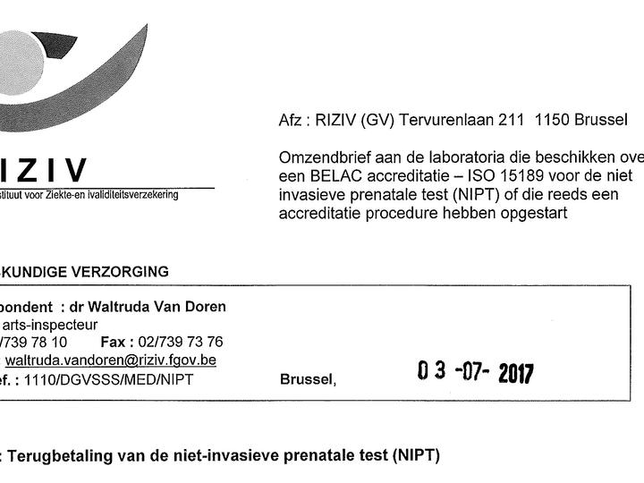 De NIPT test wordt nu vergoed